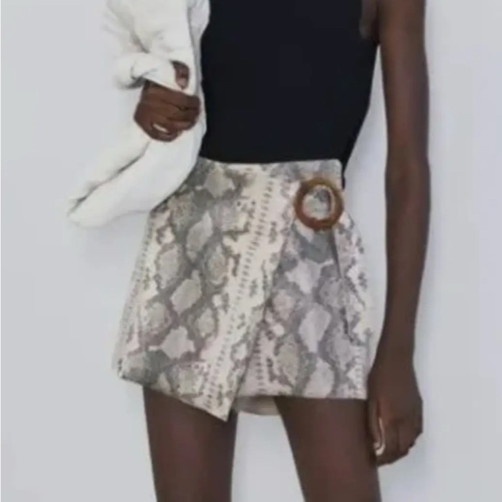 Zara Faux Snakeskin Wrap Skort
